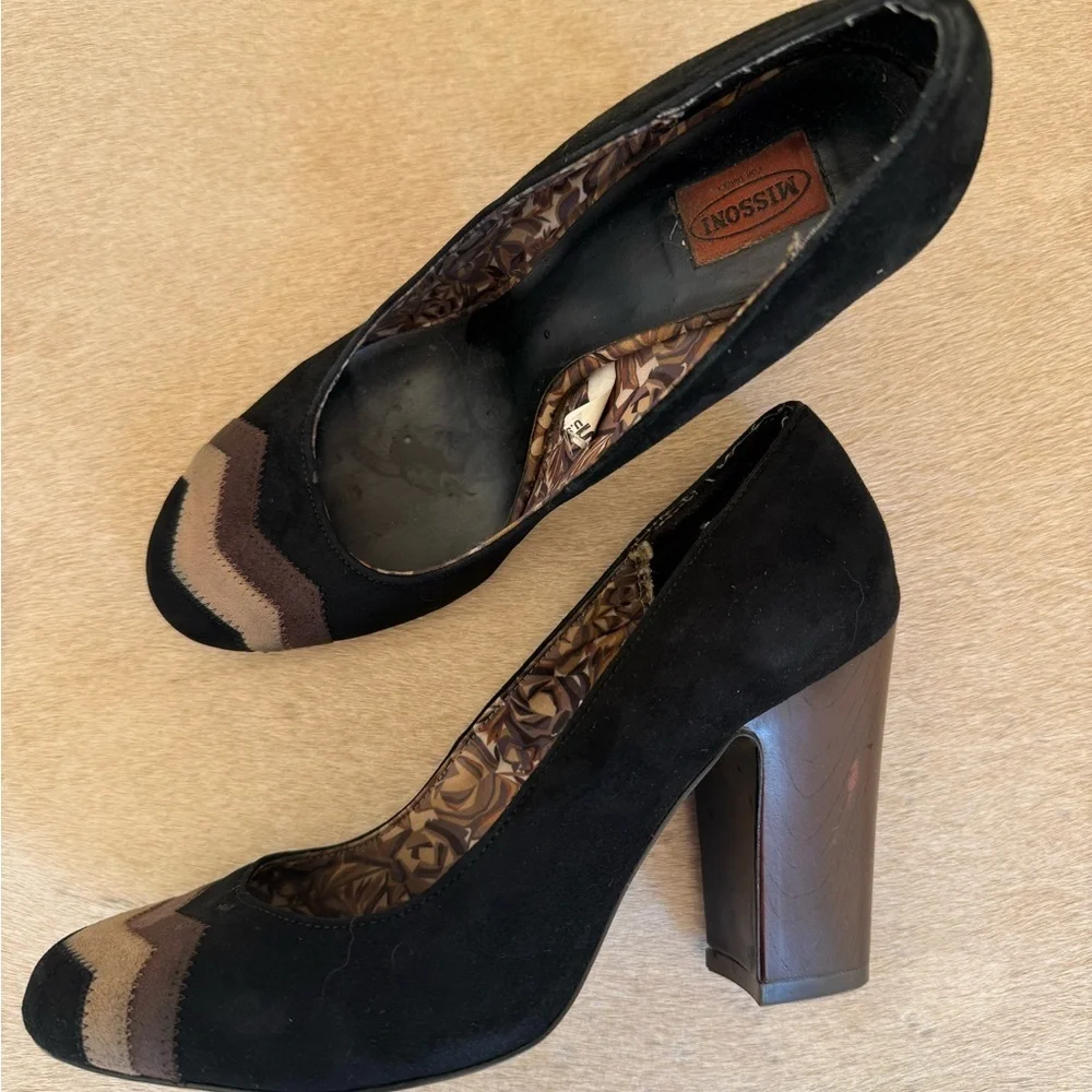 Missoni for Target Black and Brown Heels with Chunky Heel
